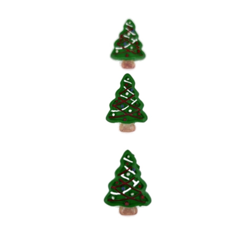 Vintage Buttons Garment Molded Plastic Christmas Tree Holidays Set Of 3